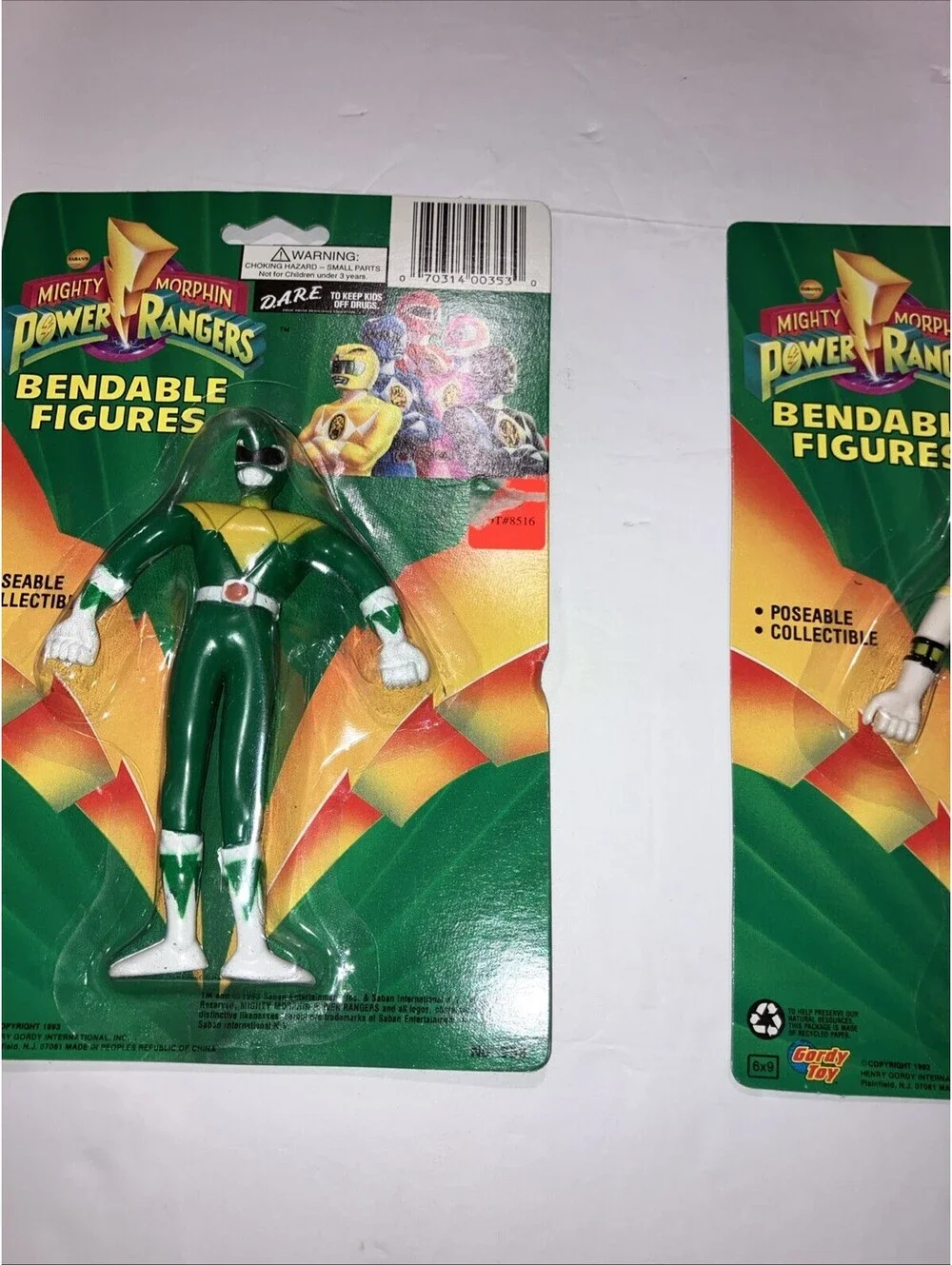 Vintage 1993 Bandai (3) Power Rangers BENDABLE Action Figures NEW Sealed Cards